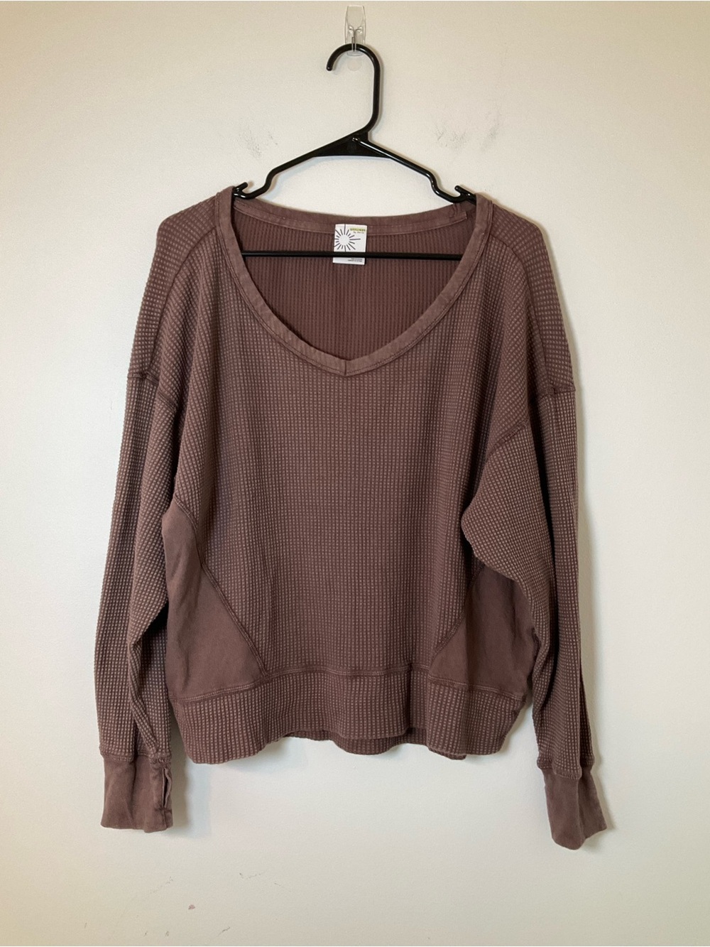 OFFLINE By Aerie Mauve Waffle Knit Oversized Pullover Small